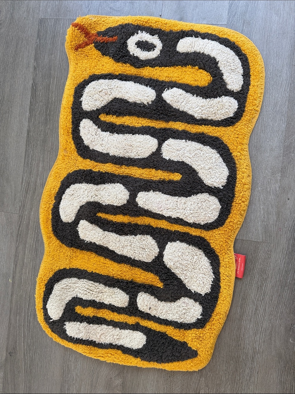 Graphic Snake Bath Mat - Yellow Snake Design